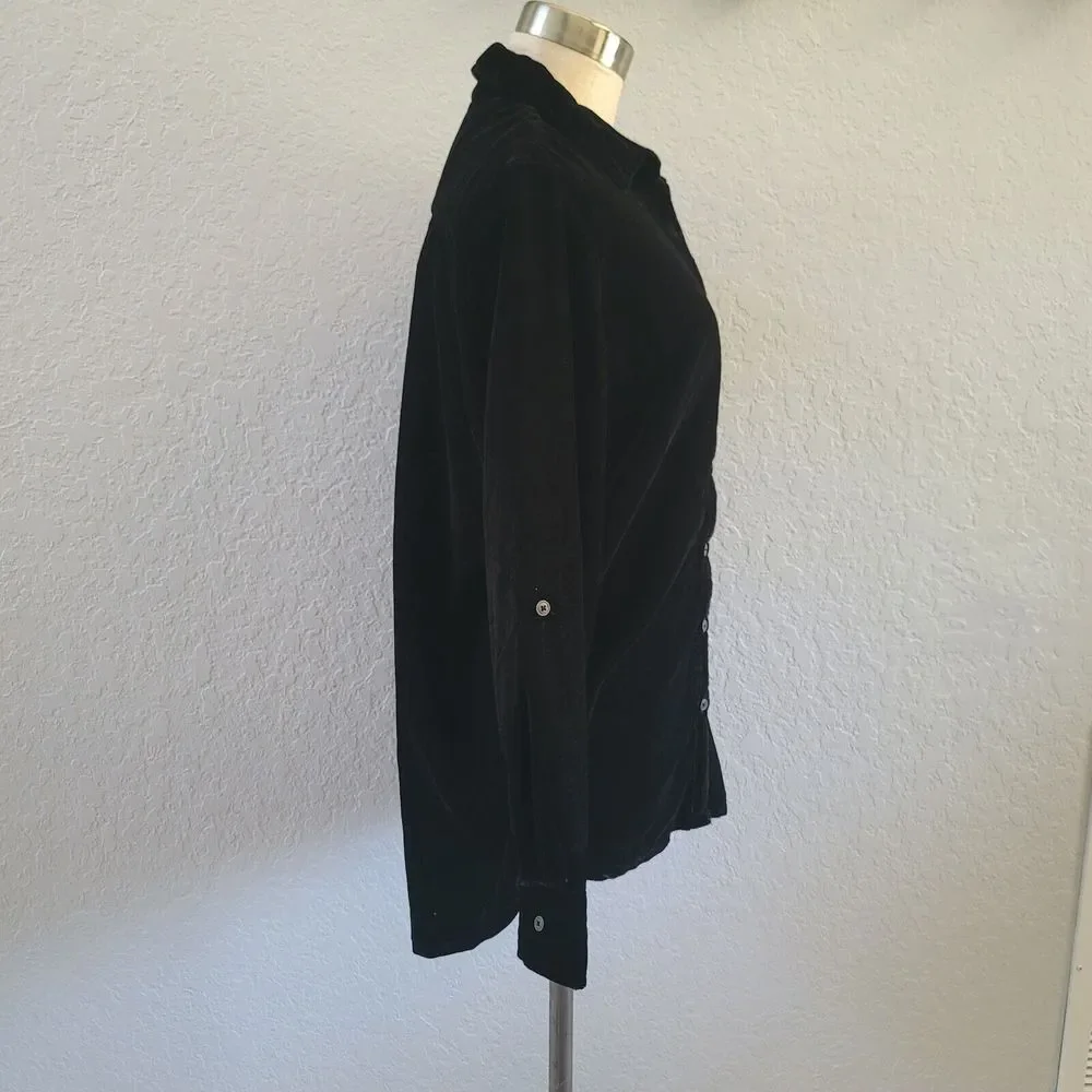 Kyla Seo Caite Blouse Shirt Women's Small Black Velvet NWOT - Picture 2 of 8